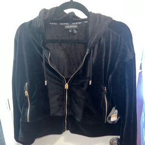 Halston Heritage Black Velvet Bomber Jacket